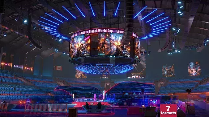 Futuristic Esports Arena Stadium Tournament Stage Environment 