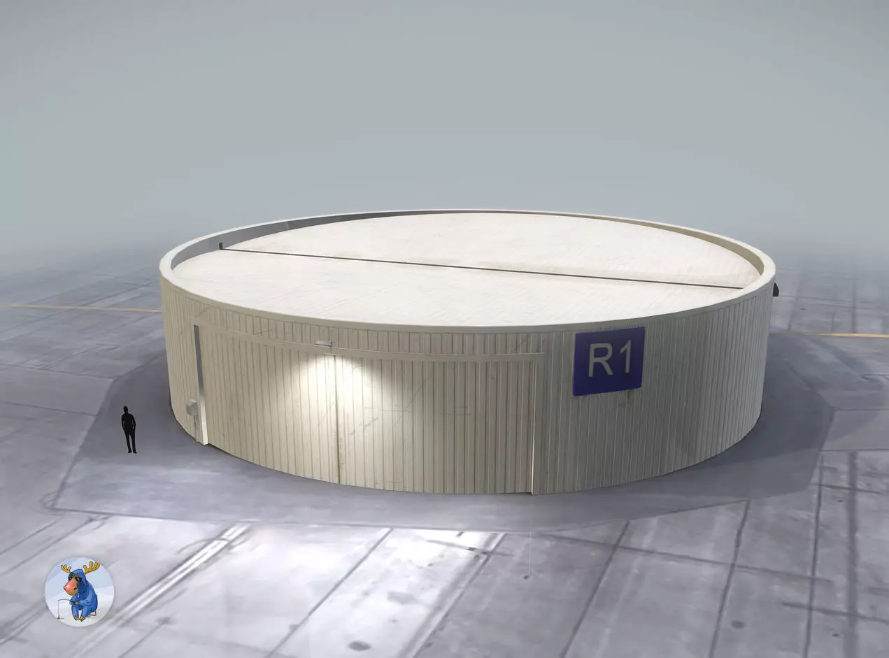 Hangar Cylindrical LOWS Low-poly 3D model