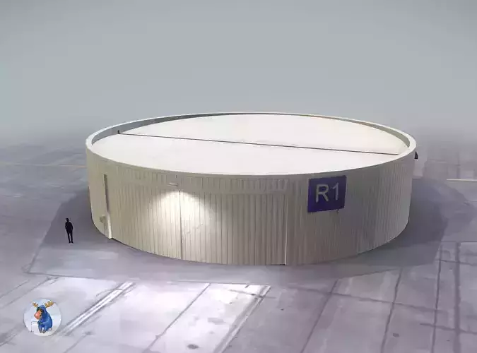 Hangar Cylindrical LOWS Low-poly 3D model