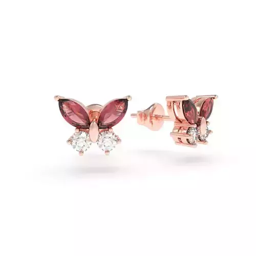 Small Gemstone Butterfly Stud Earrings