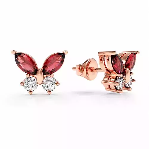 Small Gemstone Butterfly Stud Earrings