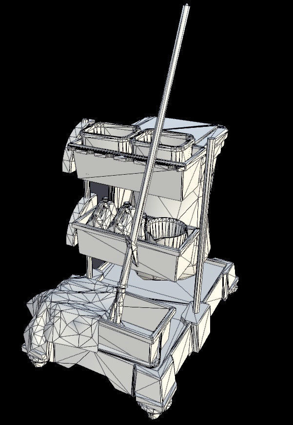 Cleaning Cart - PBR - Textured Low-poly 3D model_4