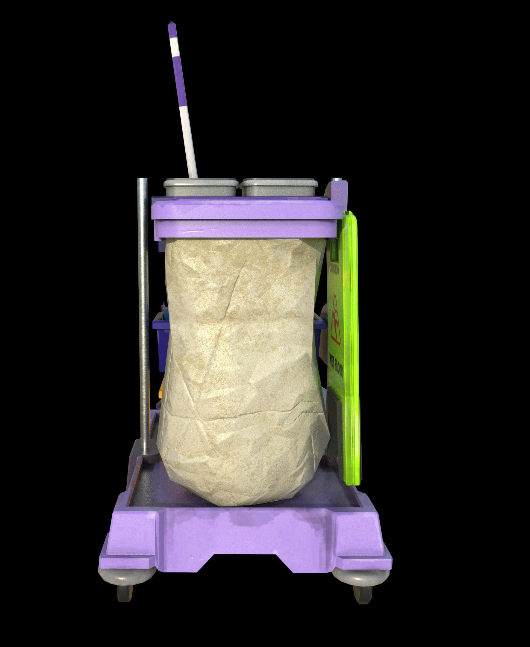 Cleaning Cart - PBR - Textured Low-poly 3D model_3