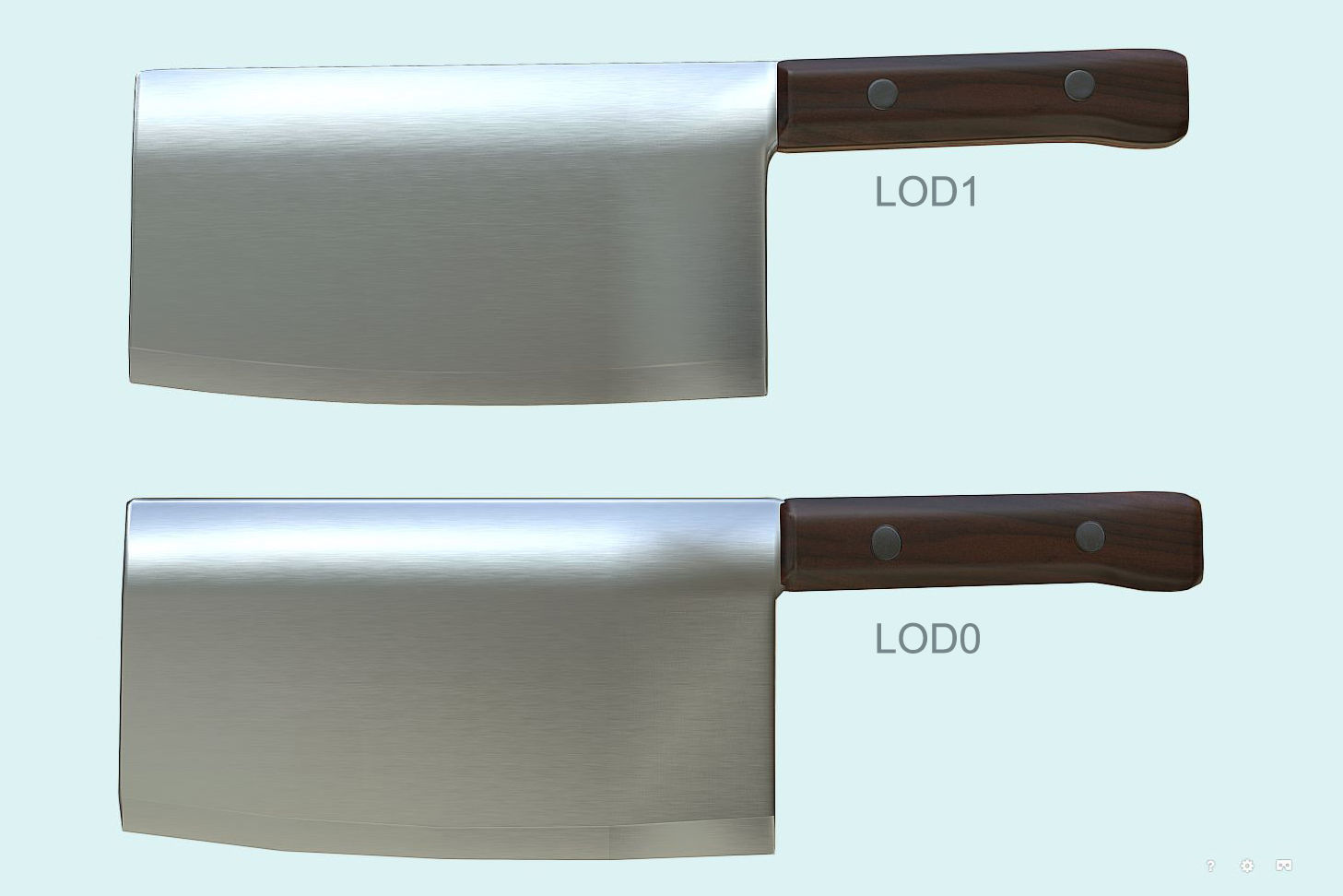 Clean Cleaver and Knife PBR Game Ready   Low-poly 3D model_5