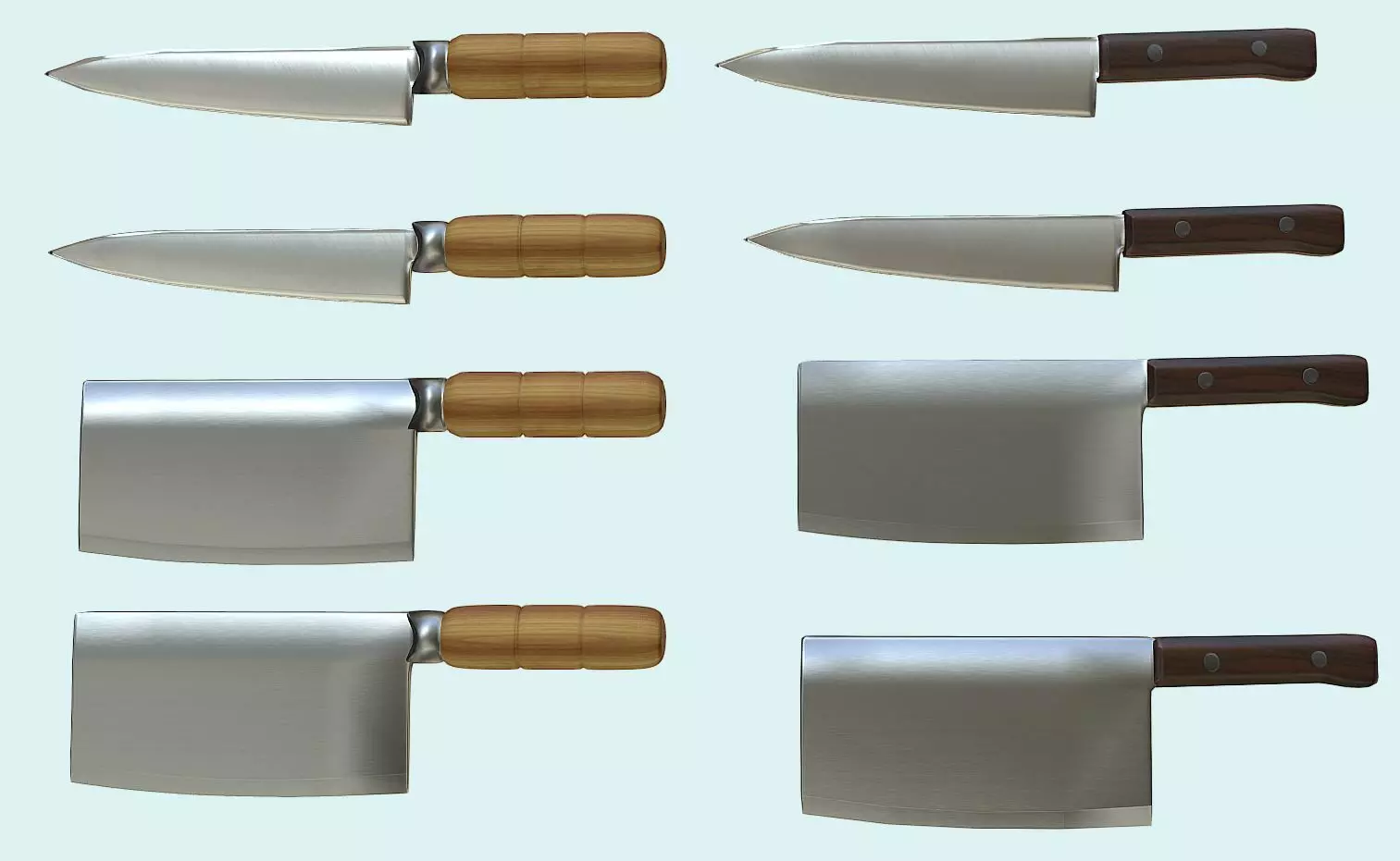 Clean Cleaver and Knife PBR Game Ready   Low-poly 3D model_0