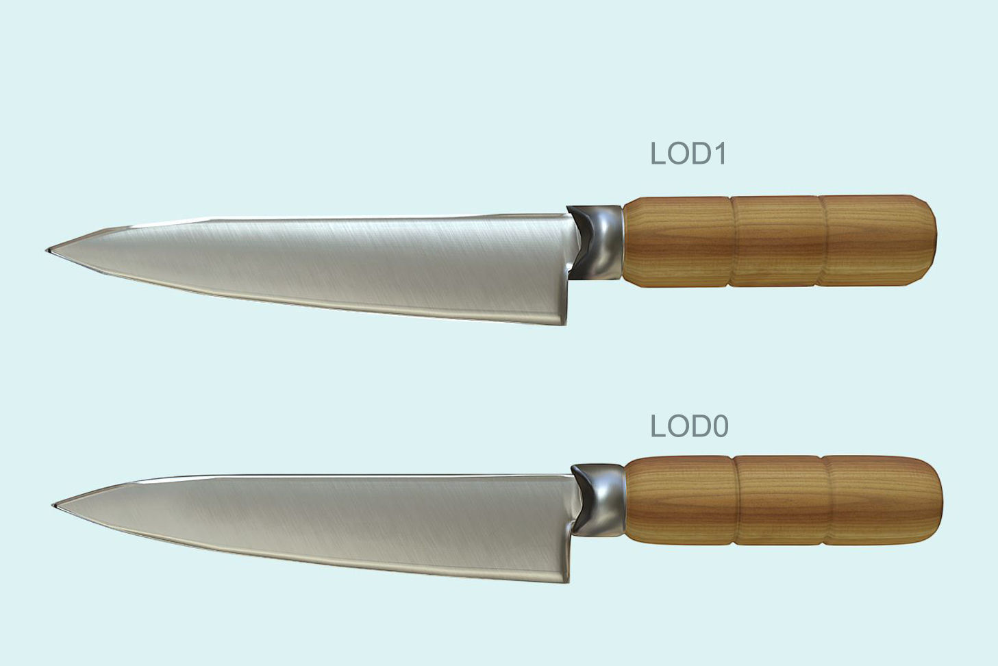 Clean Cleaver and Knife PBR Game Ready   Low-poly 3D model_2