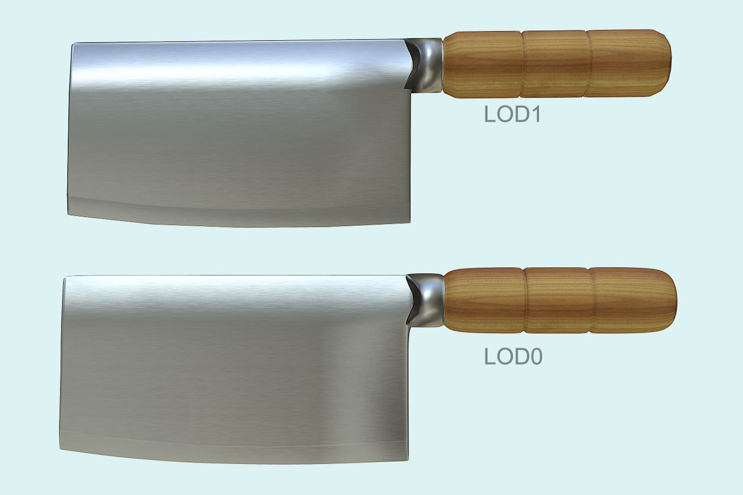 Clean Cleaver and Knife PBR Game Ready   Low-poly 3D model_3