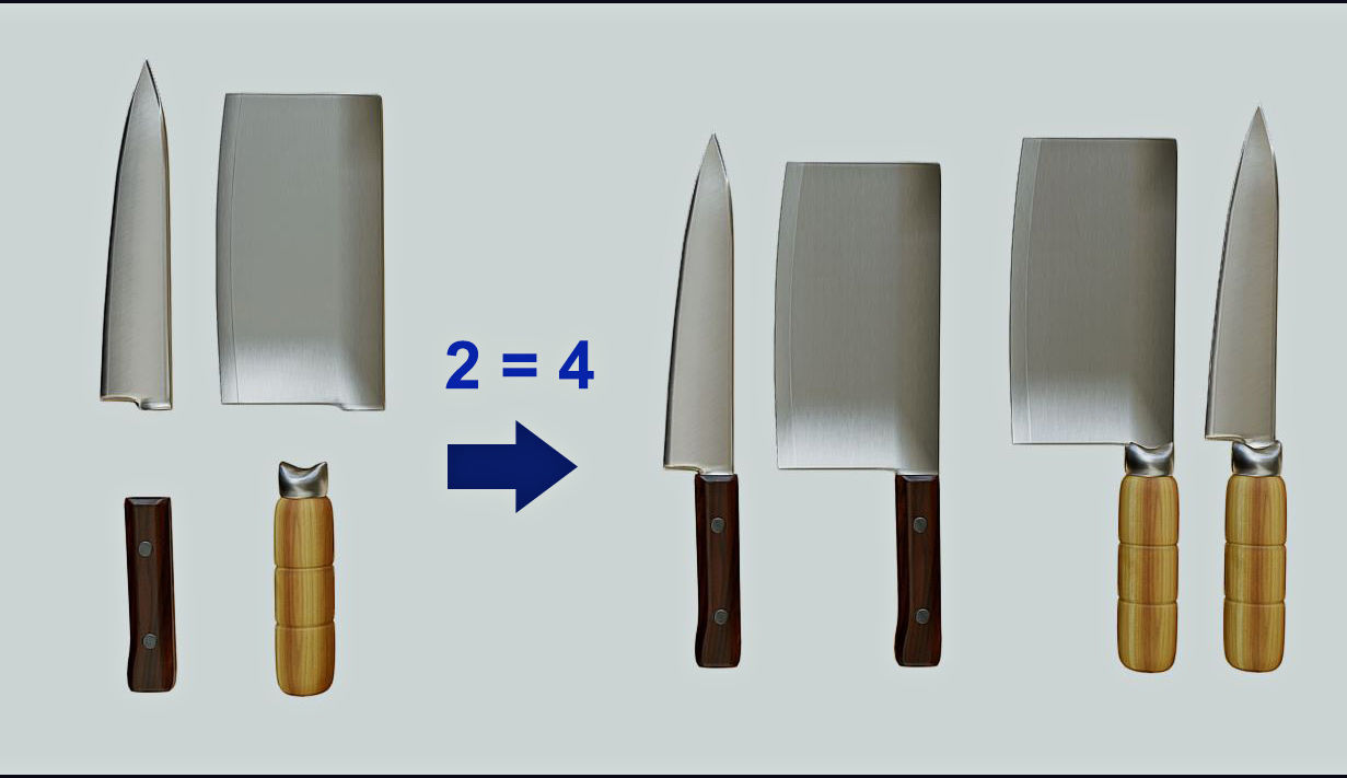 Clean Cleaver and Knife PBR Game Ready   Low-poly 3D model_1