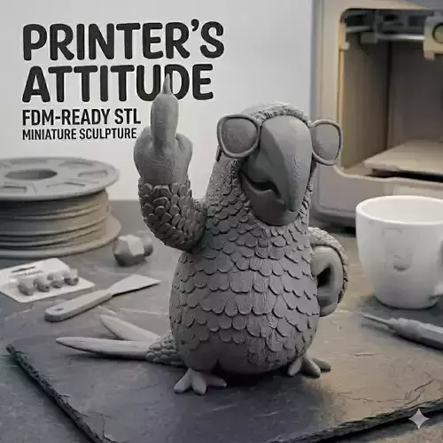 Funny Cartoon Parrot Figurine Middle Finger STL File