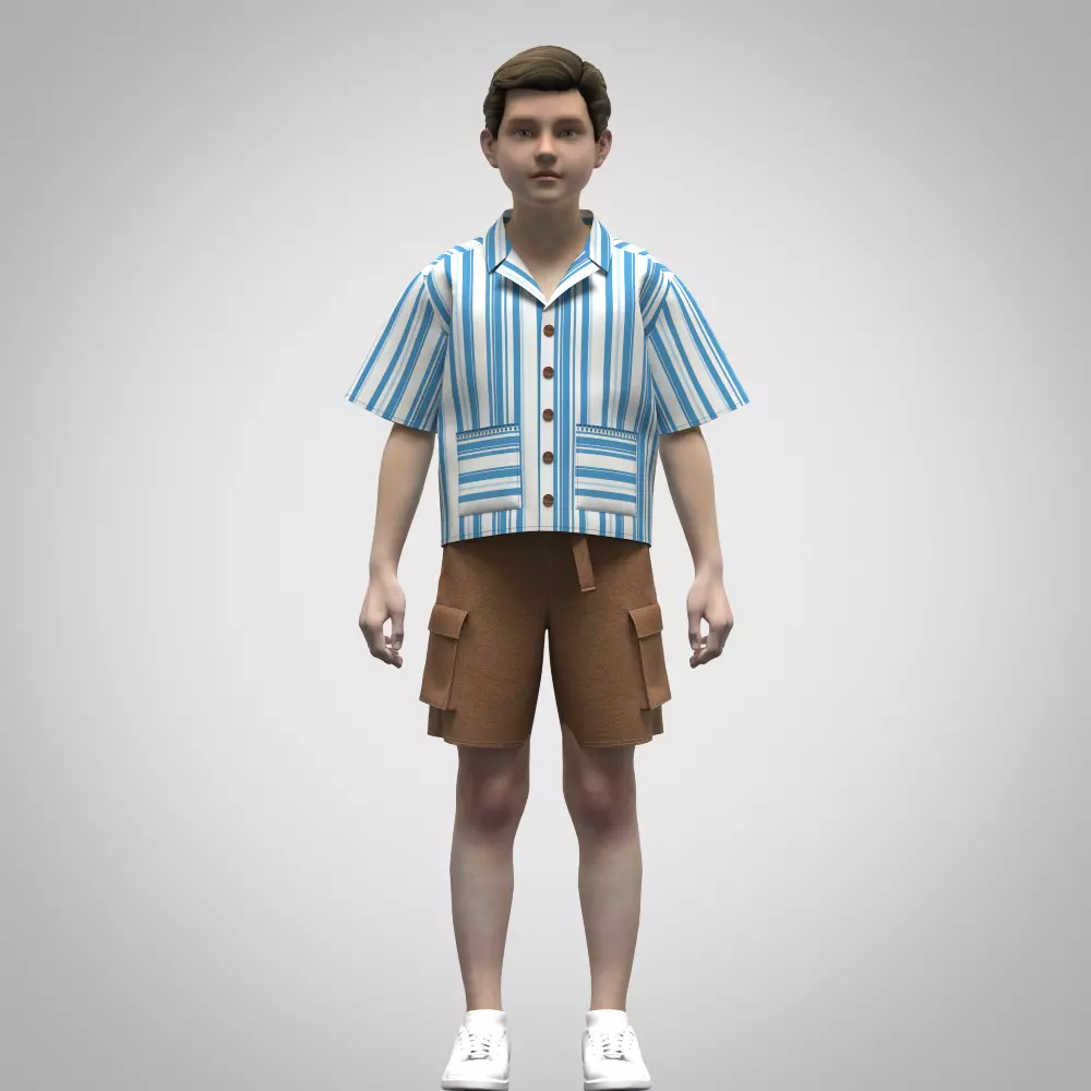 3d clothing boys shirt and pant Low-poly 3D model