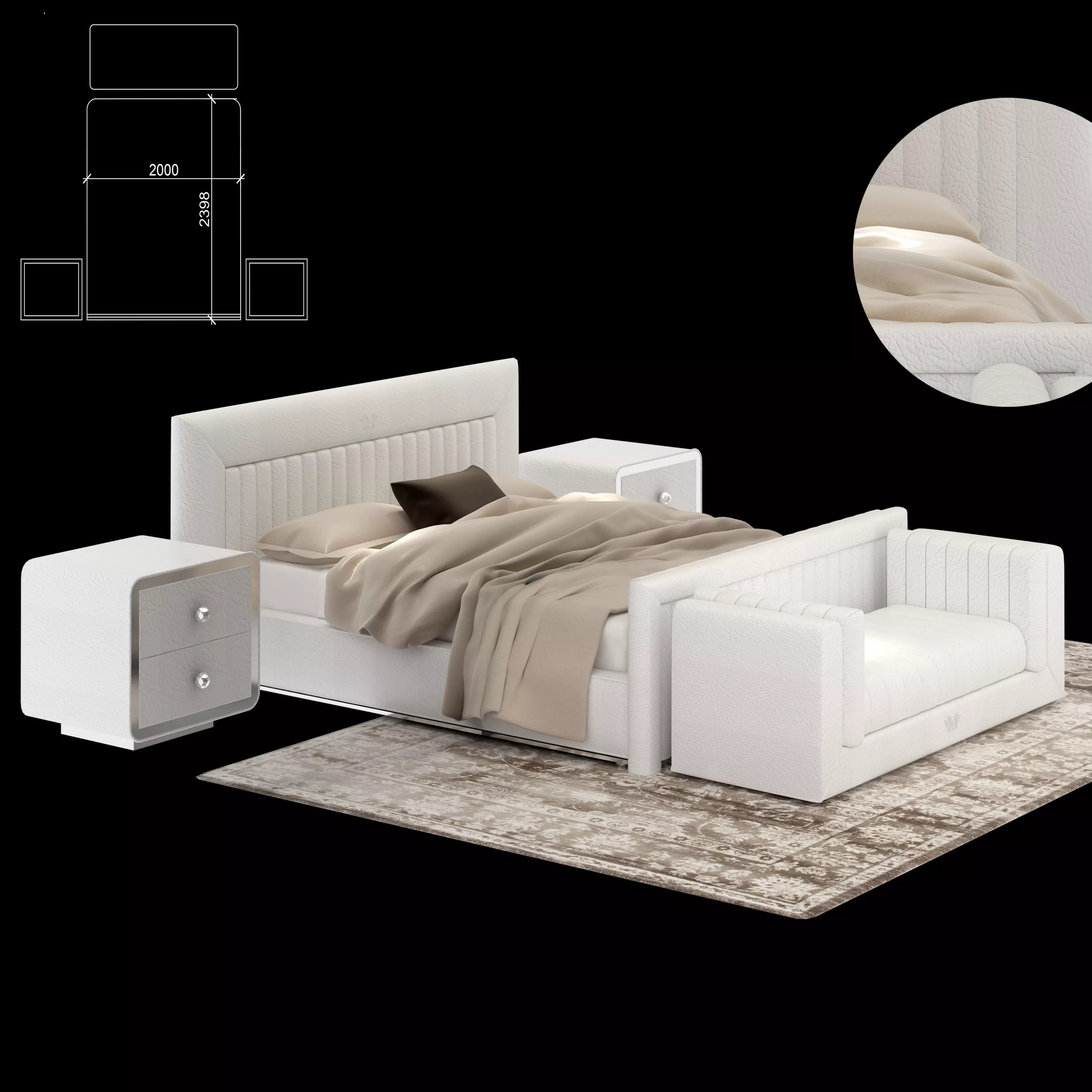 Classical Bed 3D model_0
