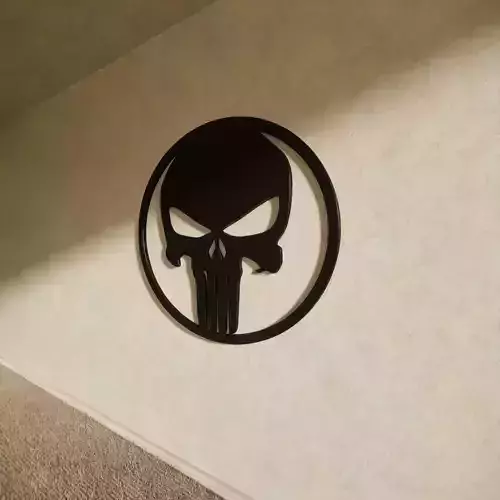 Punisher Skull Wall Art STL File 3D Print Model Decor