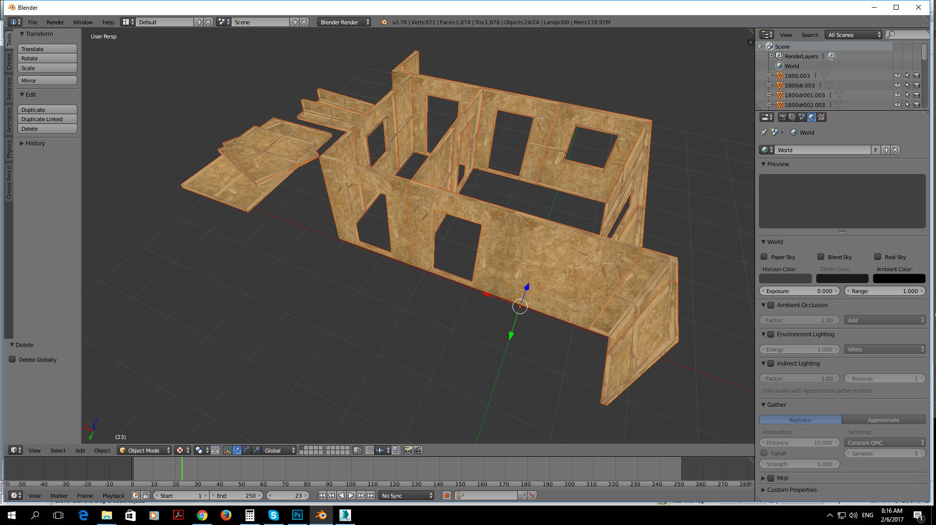 modular construction site and wall partitions Low-poly 3D model_1