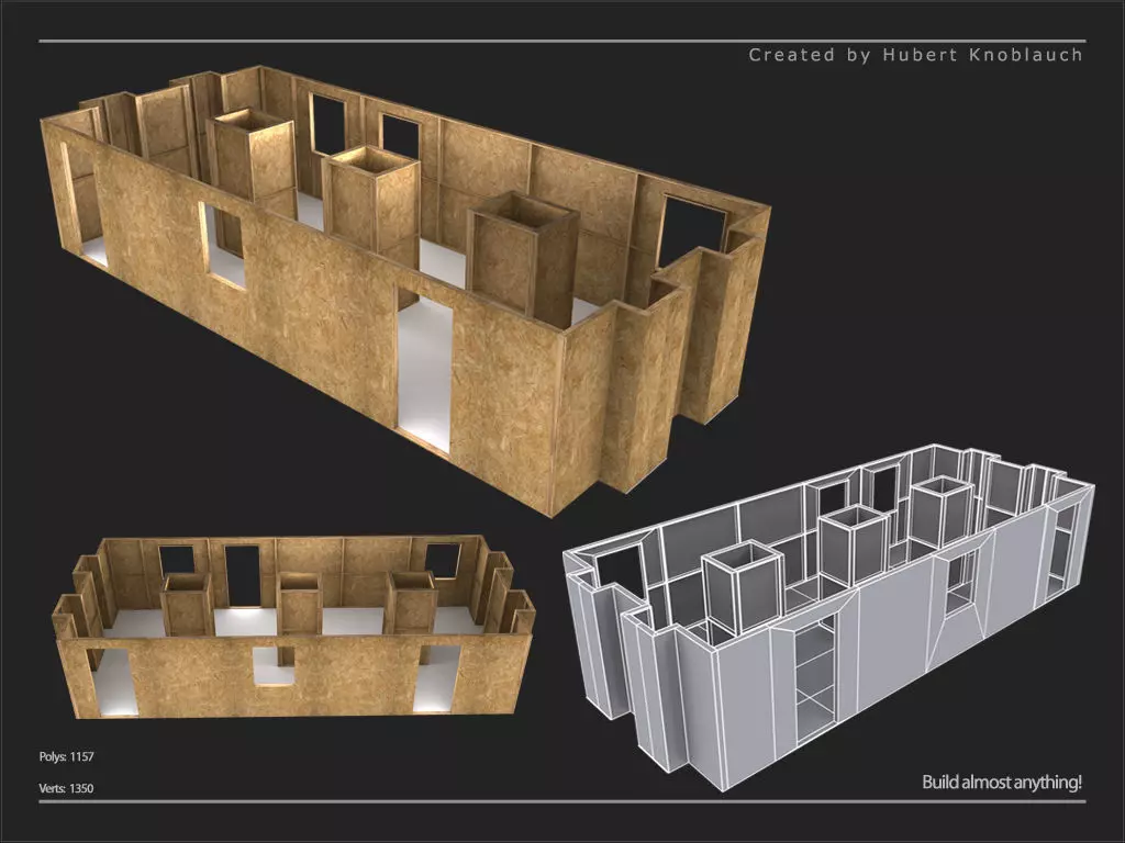 construction site level and modular elements Low-poly 3D model