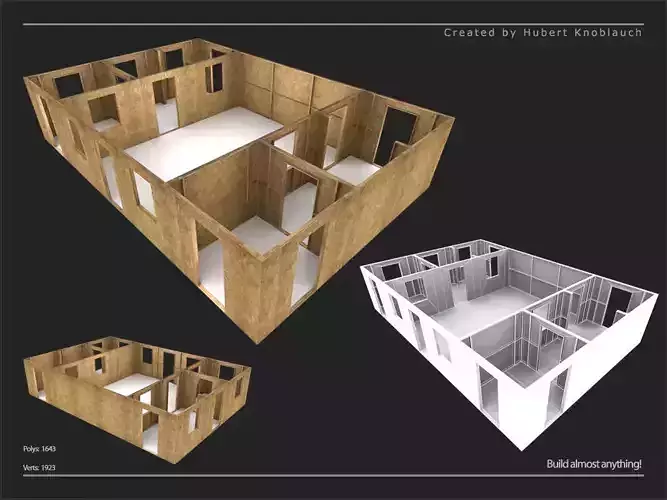 low poly construction site level with modular assets Low-poly 3D model