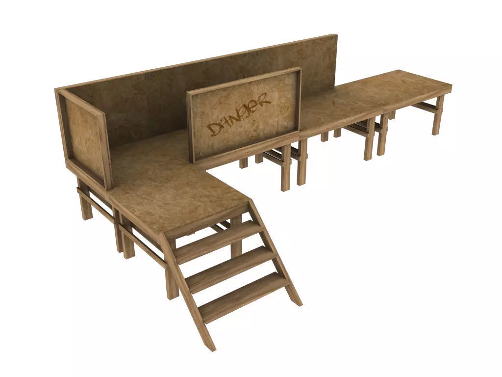 temporary construction site platform with stairs Low-poly 3D model