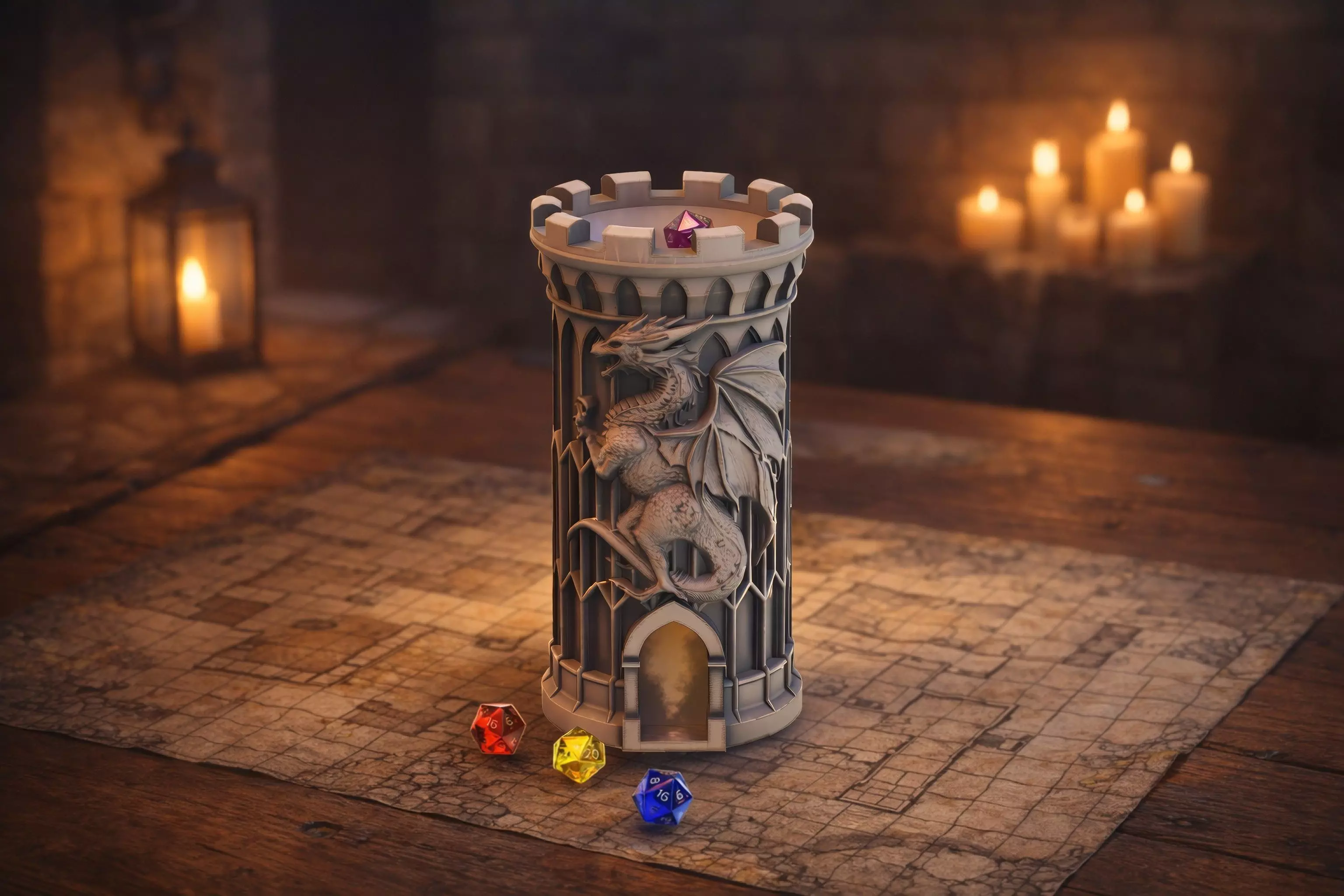 Medieval Dragon Dice Tower 3D print model
