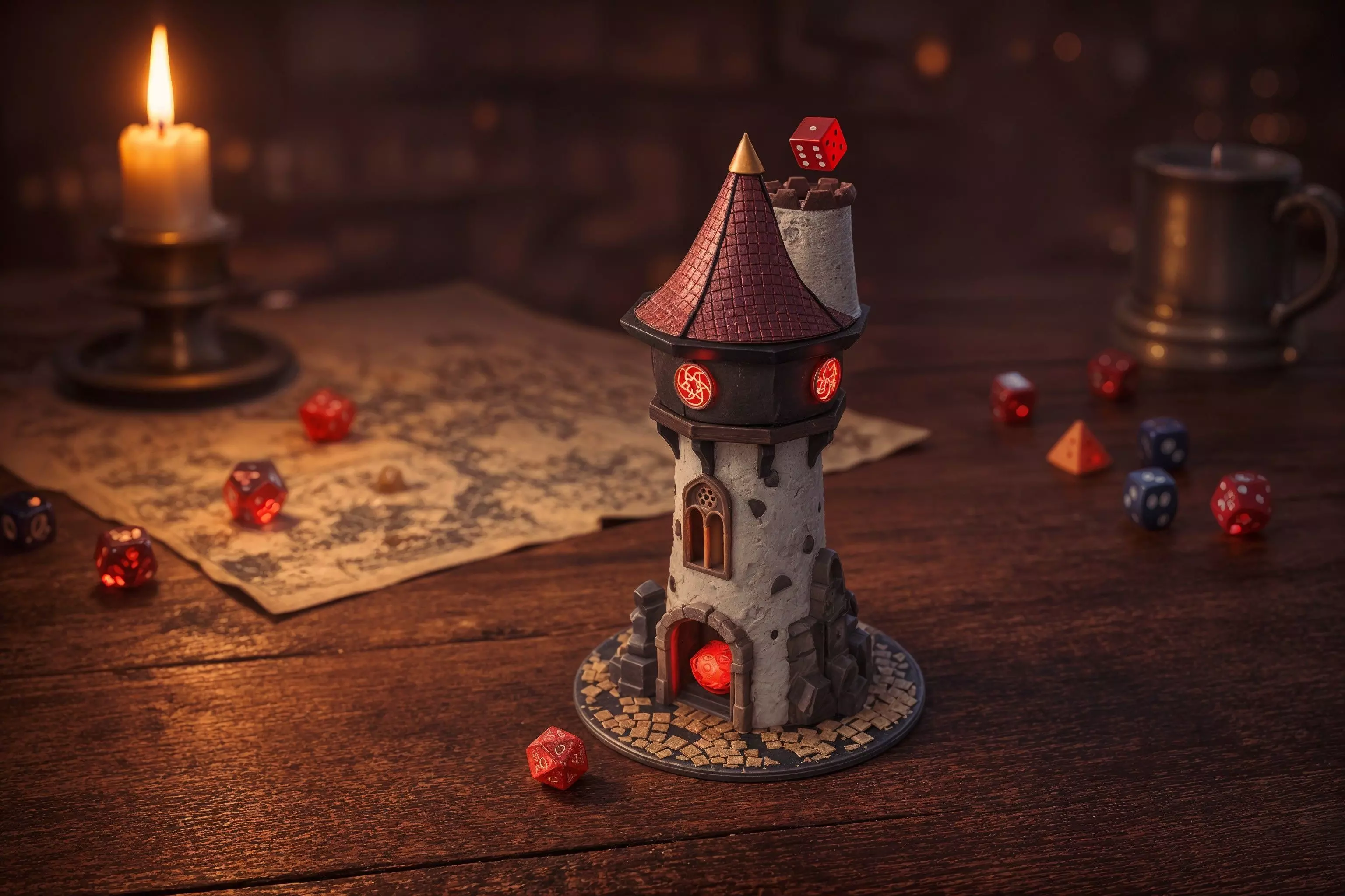 Tall medieval Dice Tower 3D print model