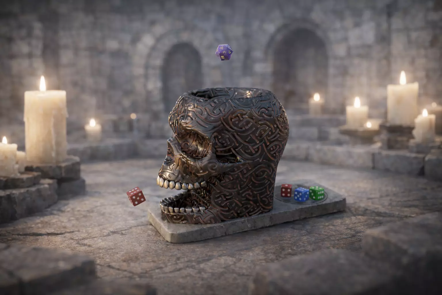 Skull Dice Tower and Dice Holder 3D print model