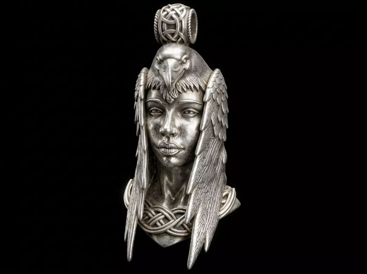 Viking Shaman Pendant with Raven Headdress 3D print model