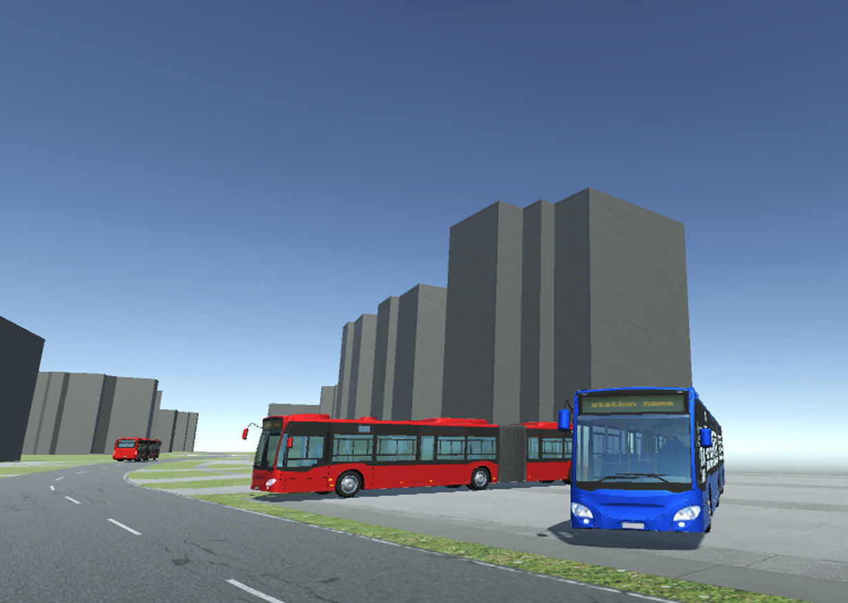 Long Bus with interior Low-poly 3D model_1