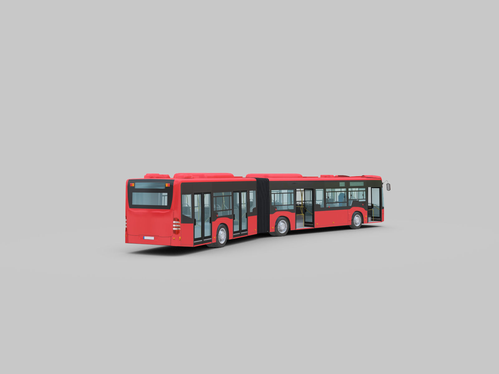 Long Bus with interior Low-poly 3D model_2
