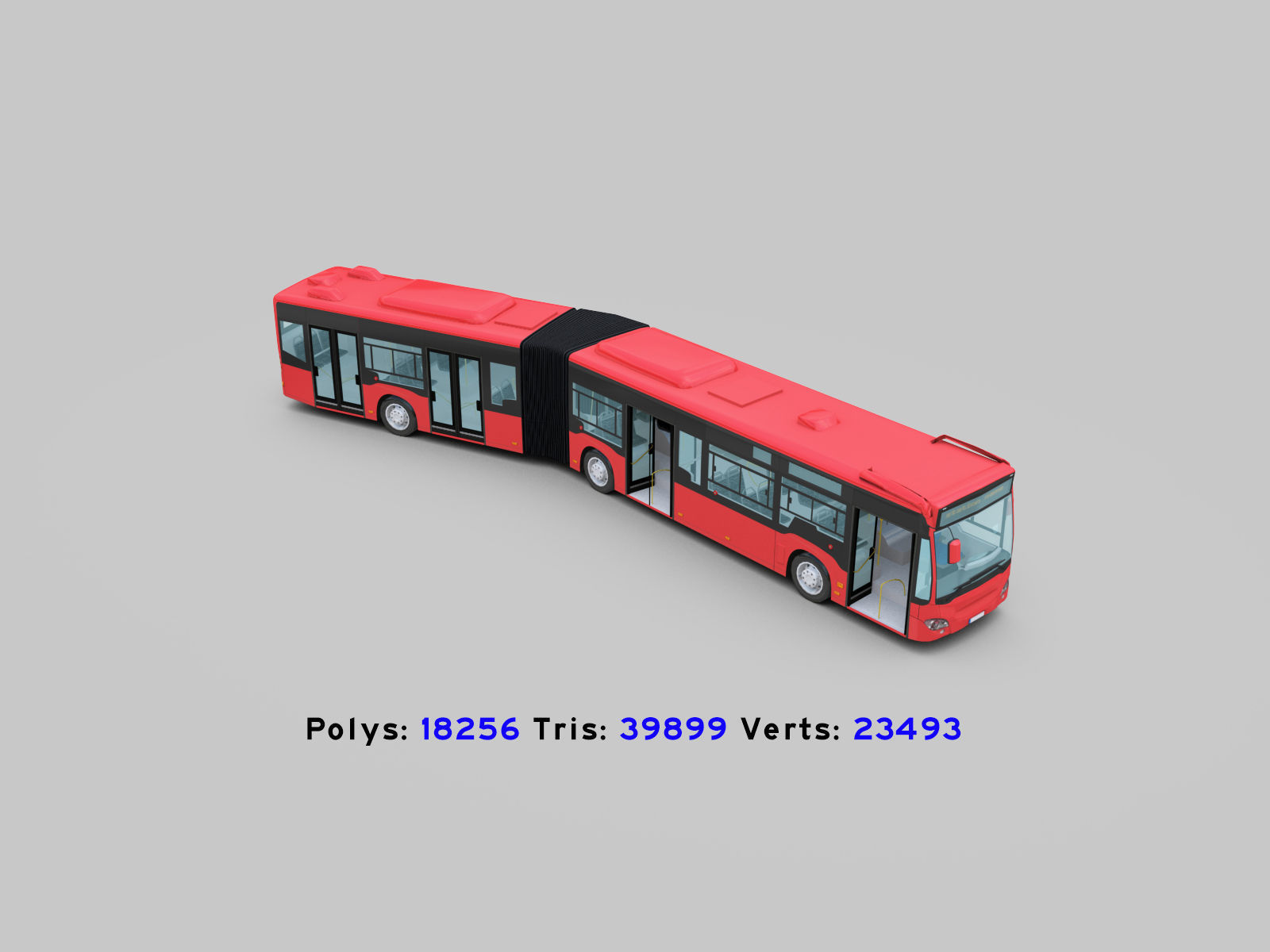 Long Bus with interior Low-poly 3D model_3