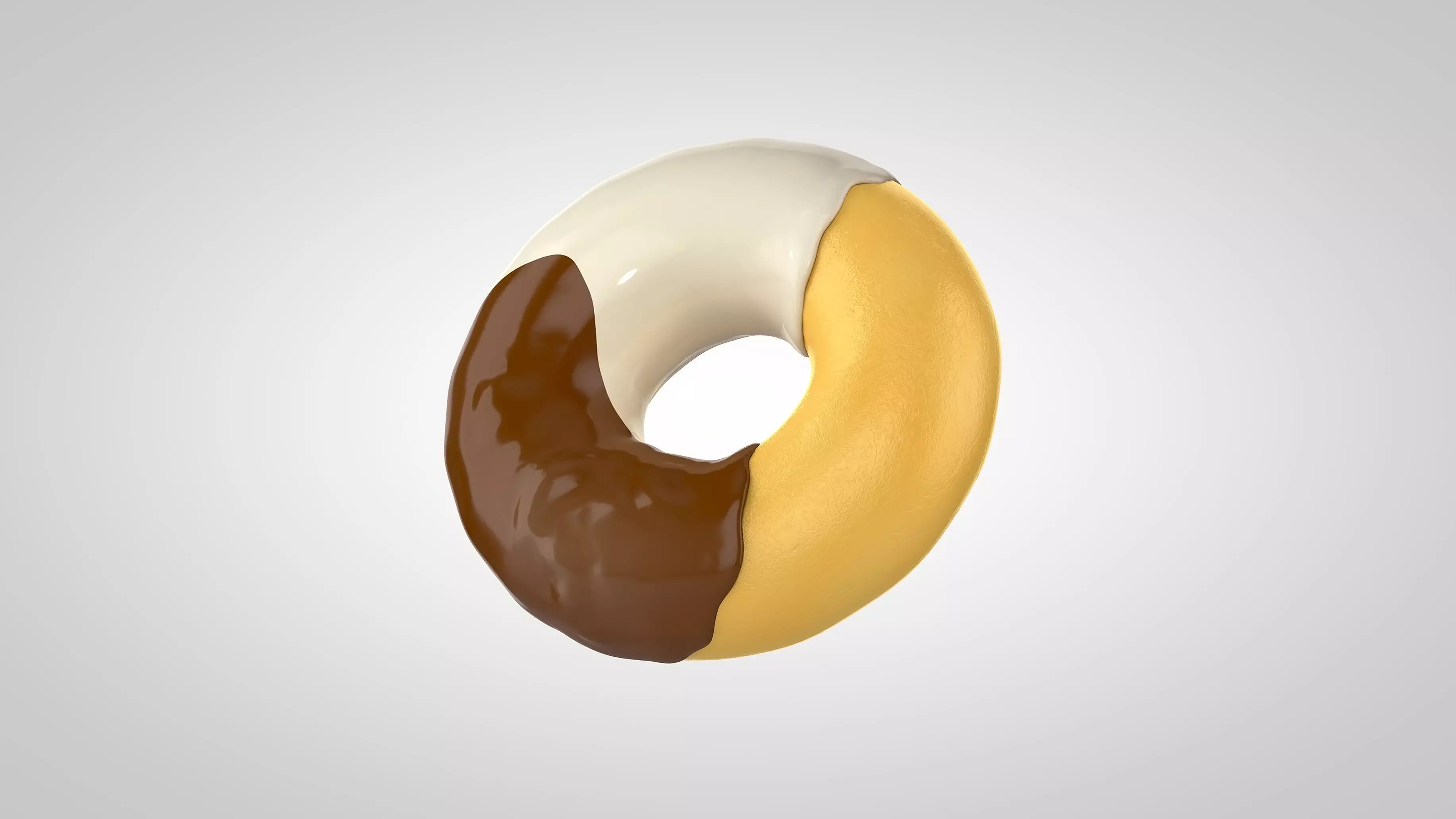 Dark and white chocolate doughnut 3D model_0