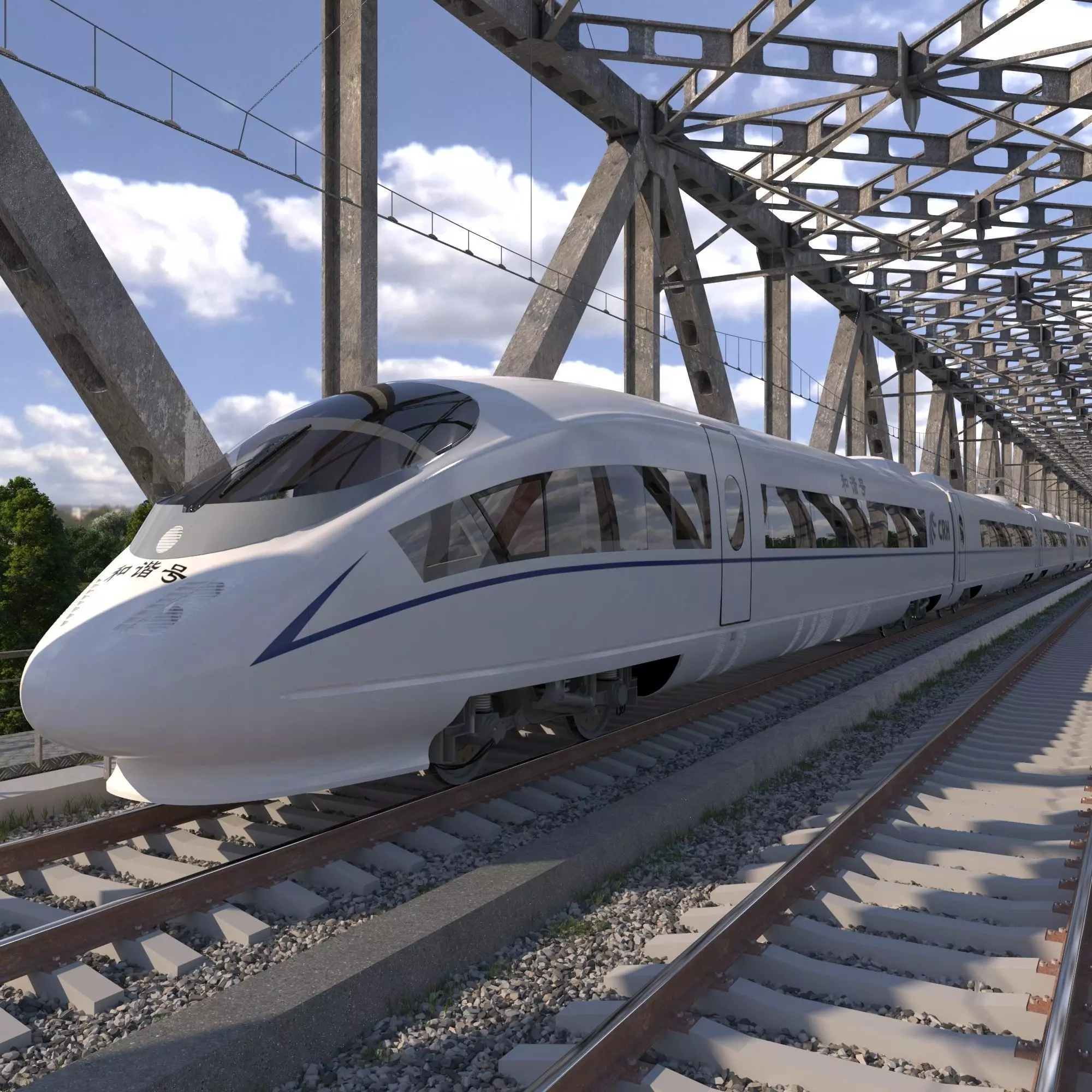 Hi-speed Electric Train Siemens Velaro CRH China 3D model_0