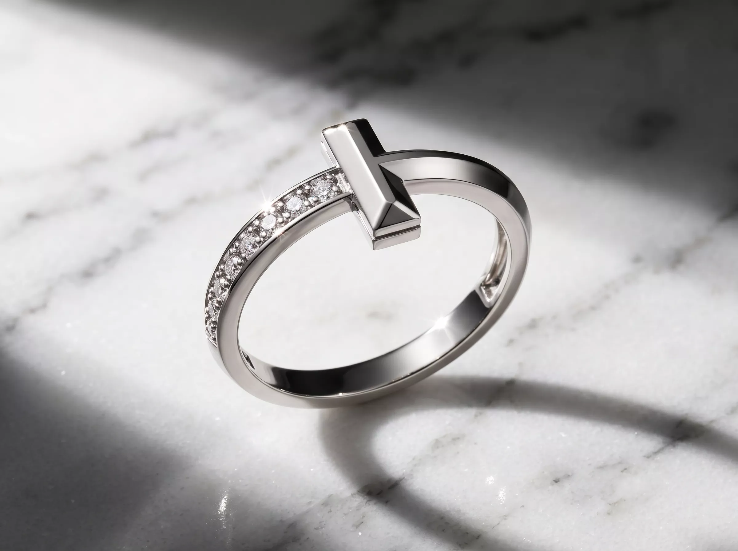 Anillo Barra T con Pave T i f f a n y 3D print model