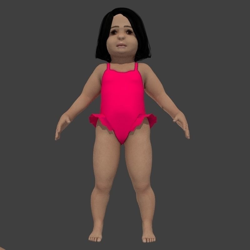 beach crownd extras for far shots 3D model_18