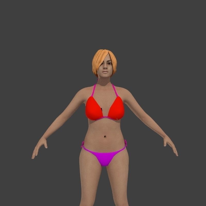 beach crownd extras for far shots 3D model_35