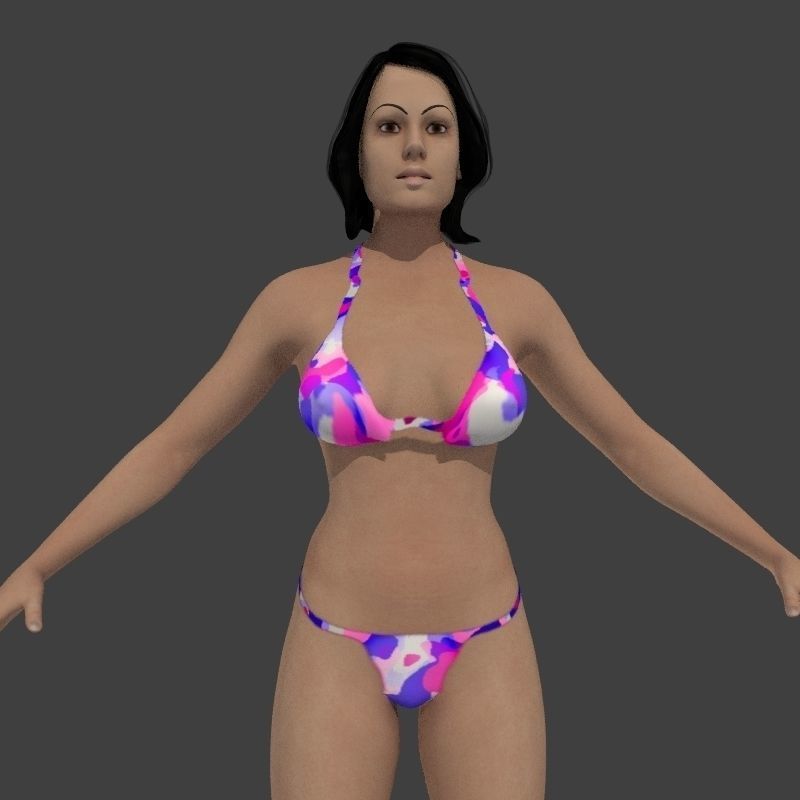 beach crownd extras for far shots 3D model_61