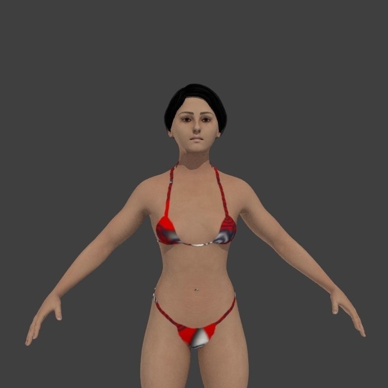 beach crownd extras for far shots 3D model_33