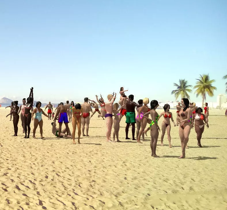 beach crownd extras for far shots 3D model_0