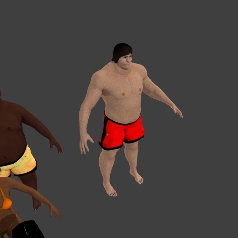 beach crownd extras for far shots 3D model_21