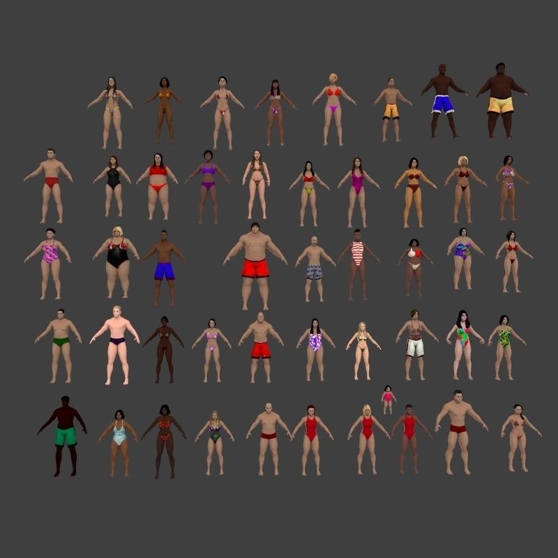 beach crownd extras for far shots 3D model_1