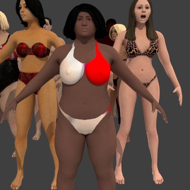 beach crownd extras for far shots 3D model_5