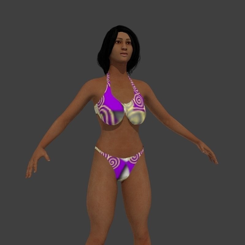 beach crownd extras for far shots 3D model_48