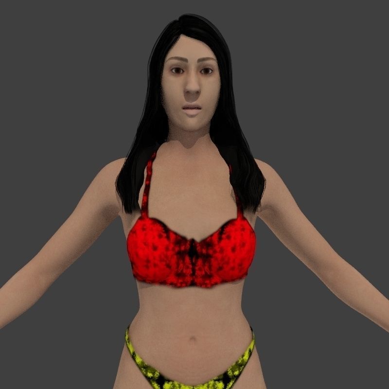 beach crownd extras for far shots 3D model_44