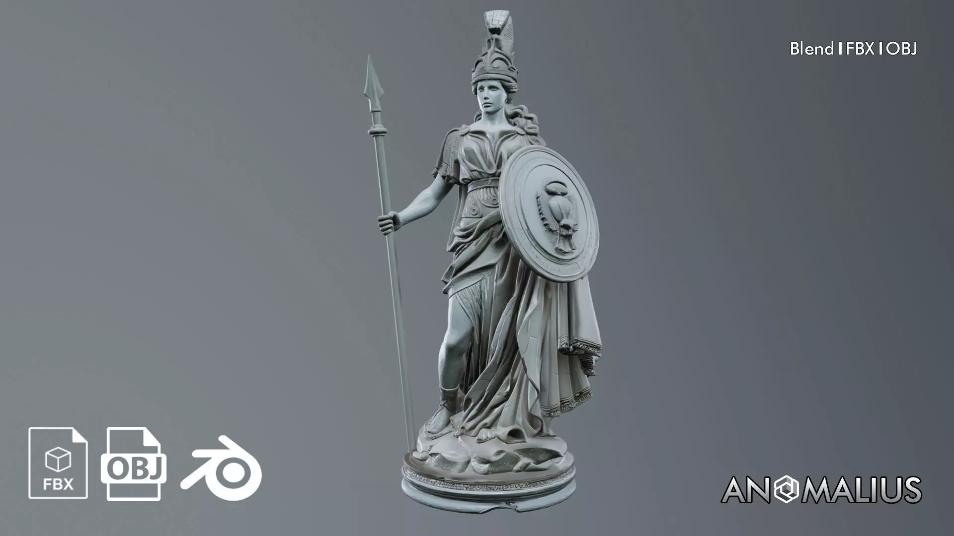 athena statue Low-poly 3D model