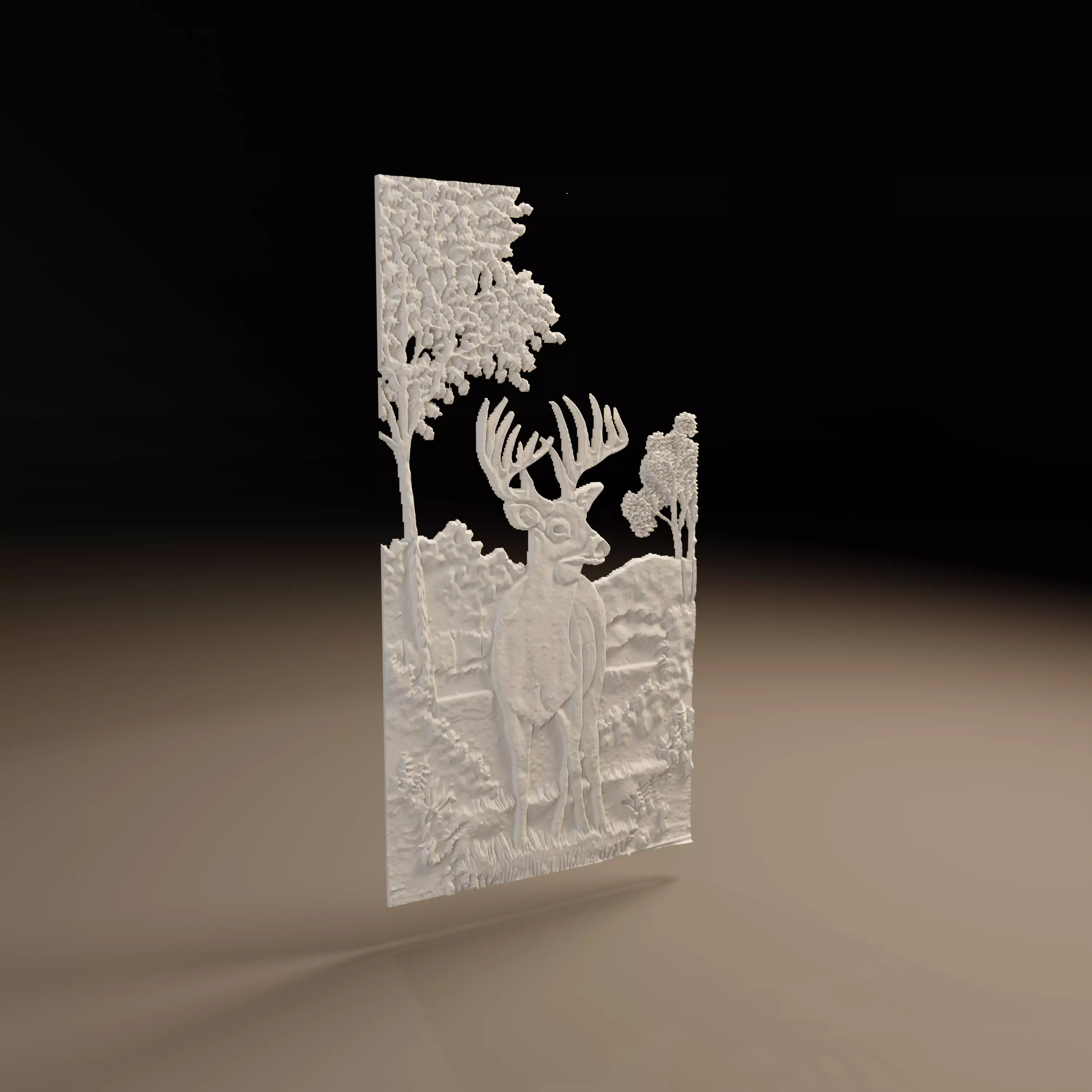 Whitetail Buck CNC Bas Relief STL Forest Deer Trophy Relief 3D print model