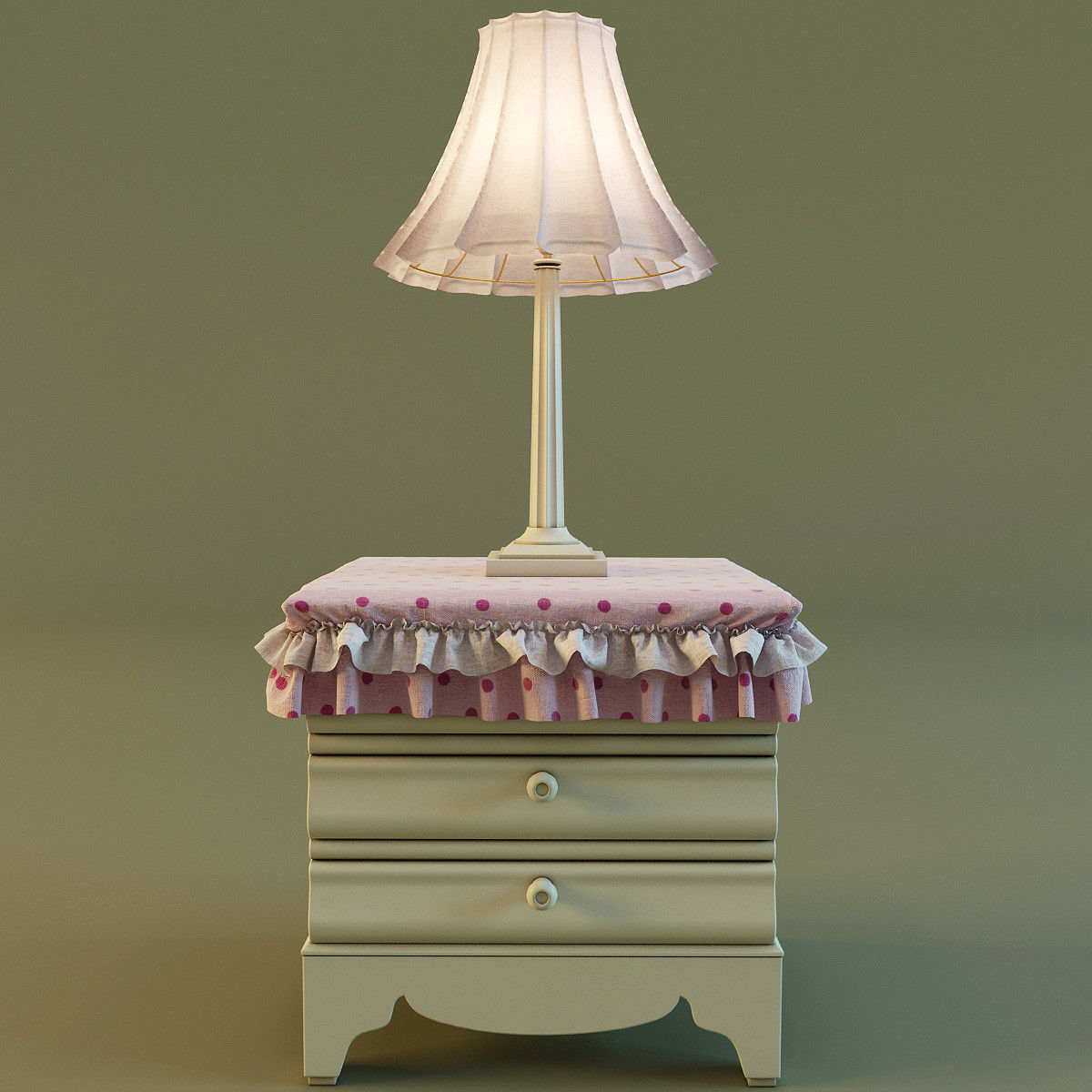 Nightstand with lamp 3D model_1