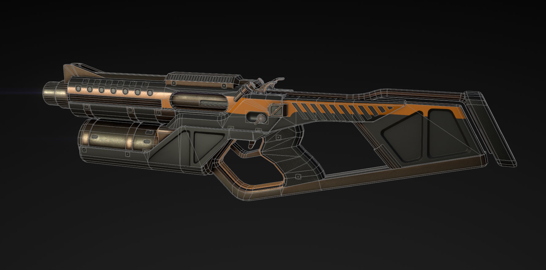 Twin Hammer Shotgun Pistols Low-poly 3D model_1