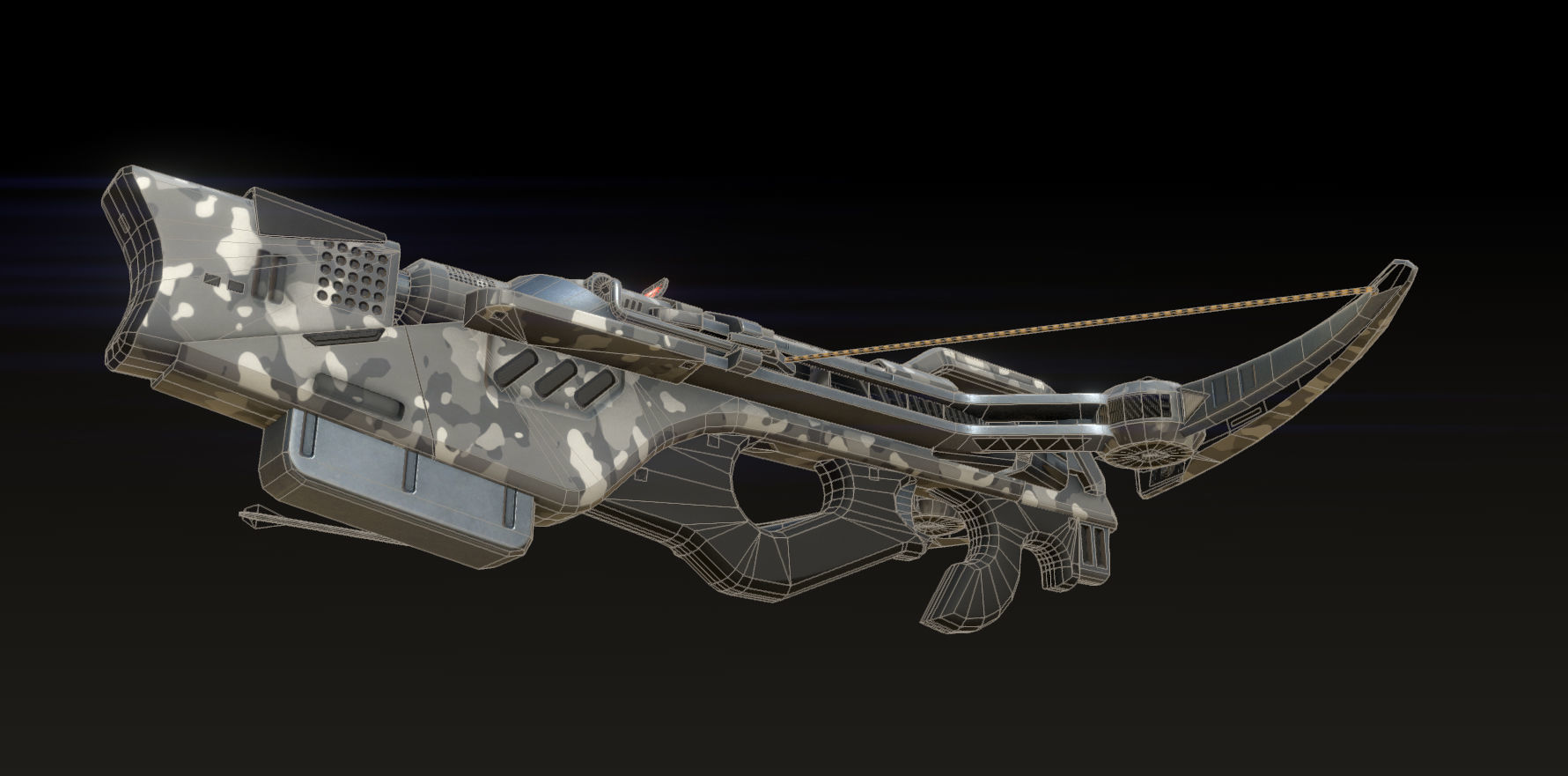 Magbow weapon with bow and arrow Low-poly 3D model_2