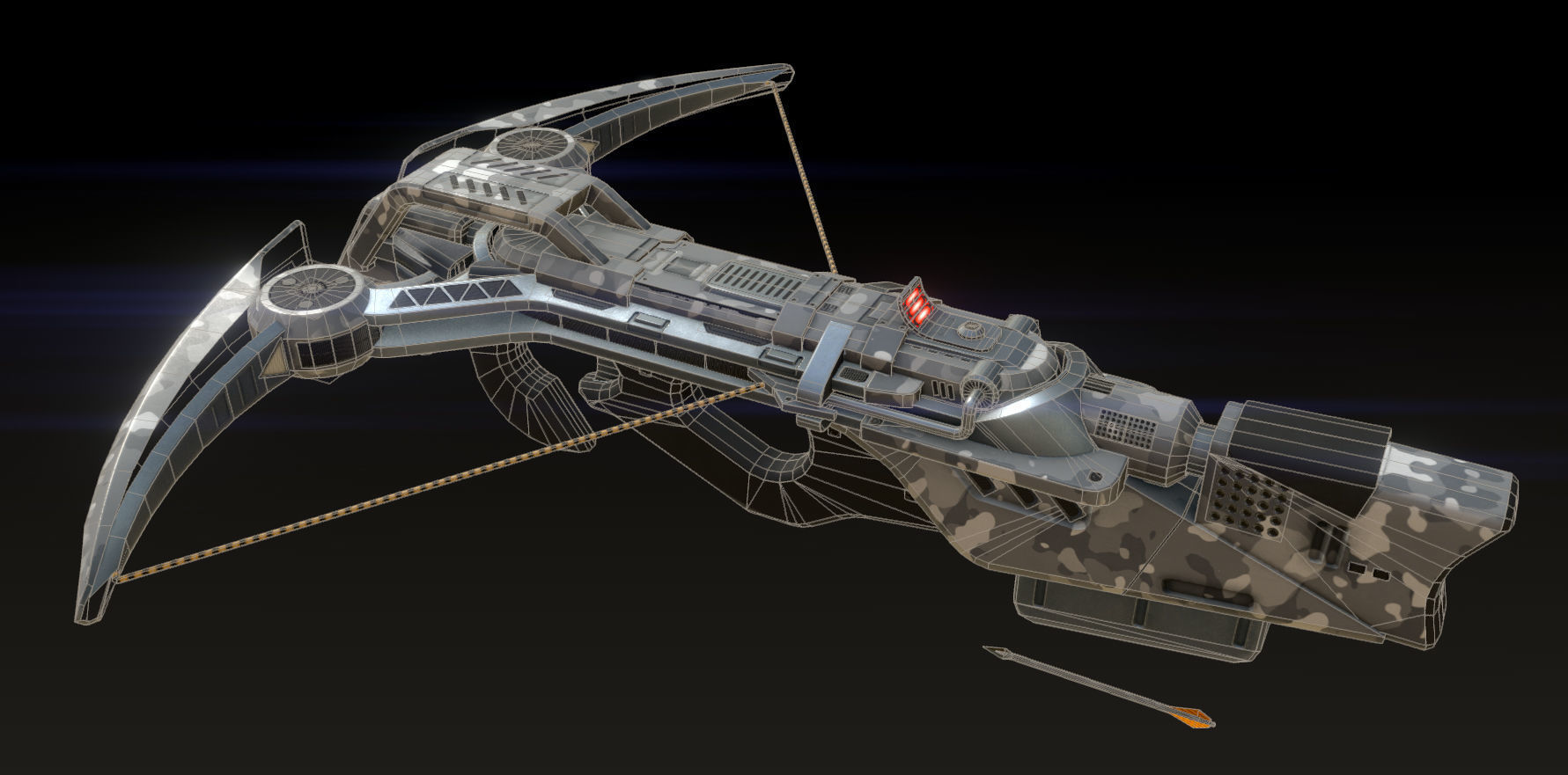 Magbow weapon with bow and arrow Low-poly 3D model_1