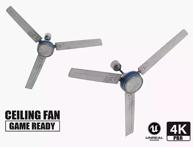 AeroSpin Vintage 3B Ceiling Fan  - 6 Texture Variants Game Ready