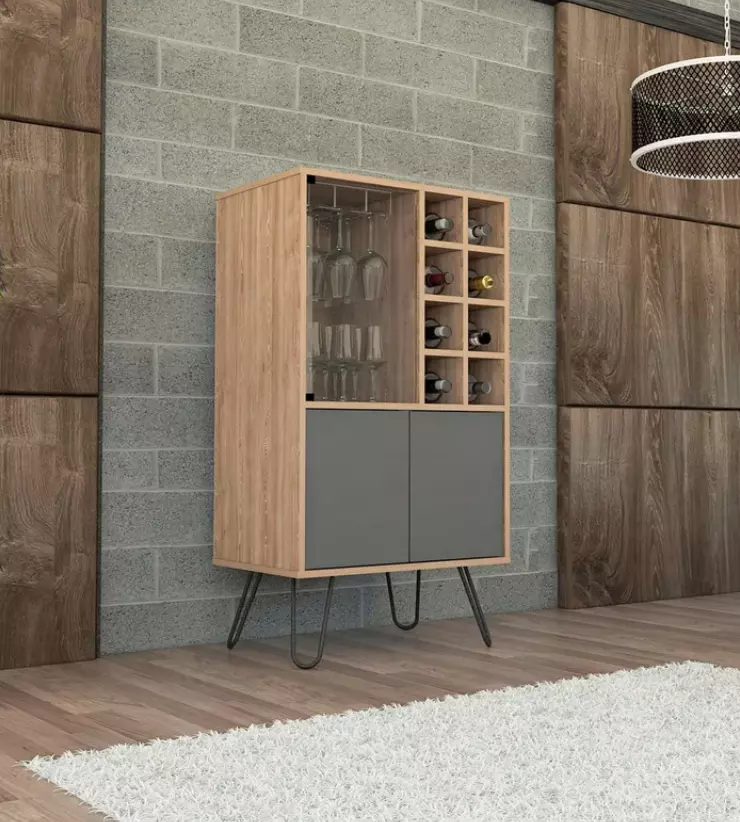 Vassel Bar Cabinet 109x60x40cm Honey-Lead 3D model
