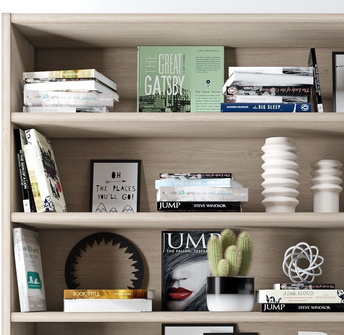bookshelf decoration 3D model_1