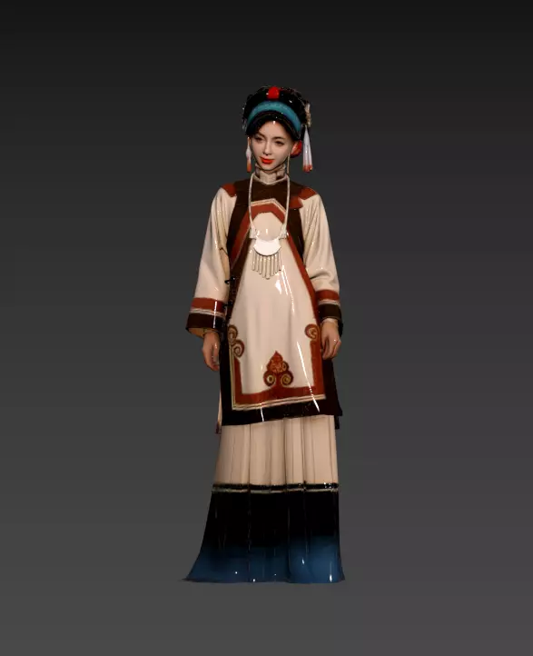 120- Chinese Style Scene - Yi Ethnic Minority Girls 3D model